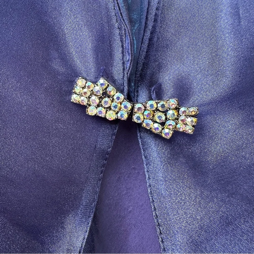 Alex Evenings Petite 8P Blue Maxi Dress Sheer Jacket Formal Rhinestone Set - Picture 6 of 9